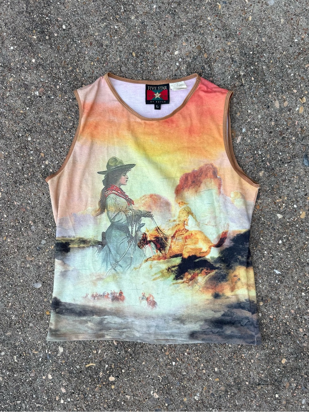 Five Star Multicolor Western Graphic Tank Top